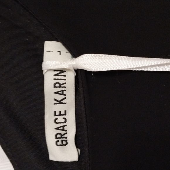 NWT Grace Karin black dress w/sheer overlay & 3/4 slit sleeves size L - Picture 5 of 9